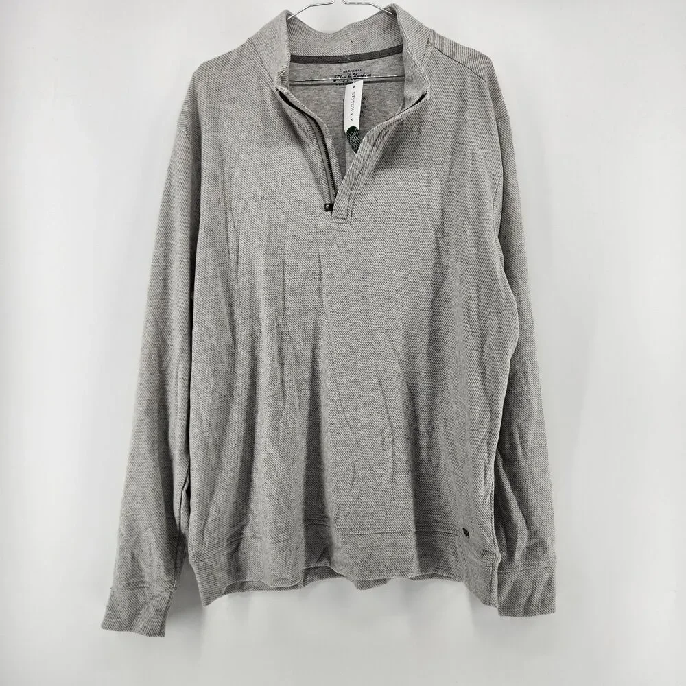 Flag & Anthem Men's Large Grey Hero Solid‎ Twill Quarter Zip Sweater NWT